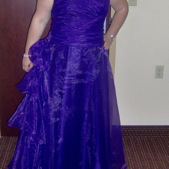 Princess, A-line Petites Sleeveless, ONE SHOULDER FORMAL Organza COLOR REGENCY - Picture 1 of 13